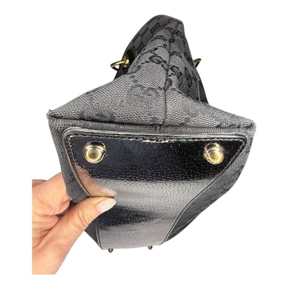 Gucci Black GG Canvas Tote / Satchel with Patent Leather Trim – Made in Italy - Picture 8 of 14